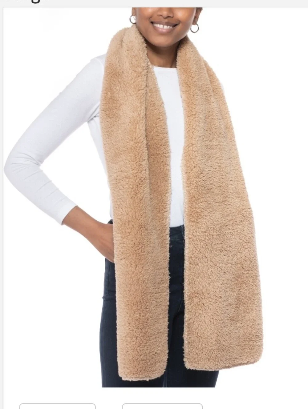 Jenni Plush Teddy Faux Fur Scarf - Camel NWT